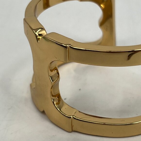 Tory Burch Gold Tone Chunky Cuff Bracelet | Statement Jewelry - Picture 3 of 10